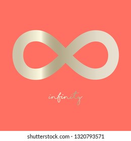 Infinity symbol silver on a Coral color background