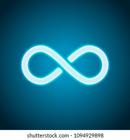 infinity symbol, simple icon. Neon style. Light decoration icon. Bright electric symbol
