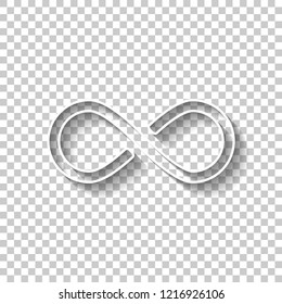 infinity symbol, simple icon. White outline sign with shadow on transparent background