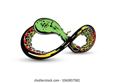 Infinity symbol, snake, vector illustration