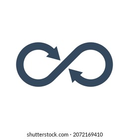 infinity symbol with two arrows, endless concept flat vector icon