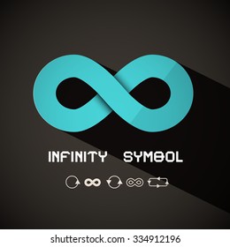 Infinity Symbol - Vector Blue Retro Endless Sign on Dark Background