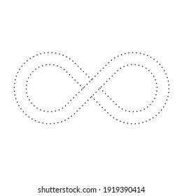 Infinity Symbol .Vector Curved Halftone Dots . Design Element . Black Painted Stripes . Used as Banner . Template , endless Logo .