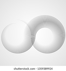 Infinity Symbol .Vector Curved Lines . Design Element . Black Painted Stripes . Used as Banner . Template , endless Logo .