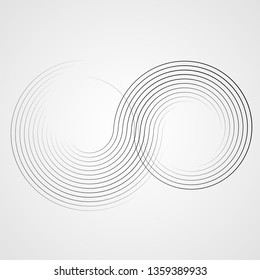 Infinity Symbol .Vector Curved Lines . Design Element . Black Painted Stripes . Used as Banner . Template , endless Logo .