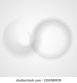 Infinity Symbol .Vector Curved Lines . Design Element . Black Painted Stripes . Used as Banner . Template , endless Logo .