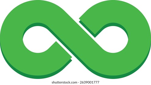 Infinity Symbol Vector Illustration. Infinity flat iconic symbol green filled vector on isolated transparent background. Sustainable Development icon.