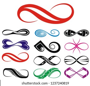 Infinity symbol. Vector logos set.