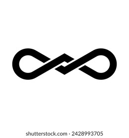 Infinity symbol. Vector logos set. Black contours of different shapes, thickness and style isolated on white. Symbol of repetition and unlimited cyclicity.