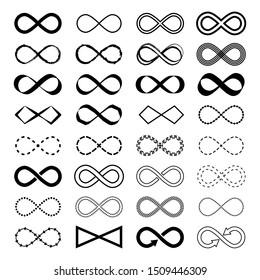 Infinity symbol vector set n white background.