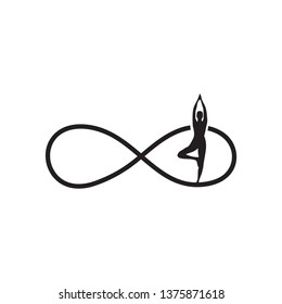 infinity  symbol and woman practicing yoga, vector 