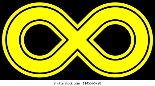 infinity symbol yellow - outlined - isolated - vector illustration