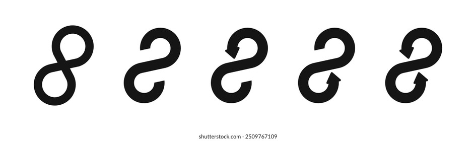 Infinity symbols. Eternal, limitless, endless loop. Infinity icon set. Infinity, eternity, infinite, endless vector icons