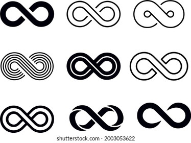 Infinity symbols icon set vector design 