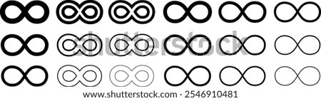 Infinity symbols. Infinity loop logo icon. Set of infinity icons. Infinity icon vector isolated on white background.