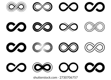 Infinity Symbole verschiedene Stile endlose Schleife lemniscate