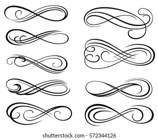 Infinity symbols. Vector Swirl Elements for your Design . Vintage Decorative