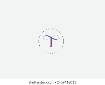 Diseño del logotipo de la letra T infinita. T infinito. Negocios. T carta. Tipo de letra. Tipografía. Plantilla Premium. Tecnología. Símbolo infinito. Guión