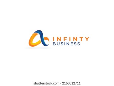 Infinity tech logo shape, bright gradient endless loop technology Vector symbol