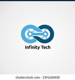 infinity tech logo vector, icon, element, and template for company