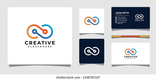Infinity Technology Logo Template With Business Card Design Inspiration
