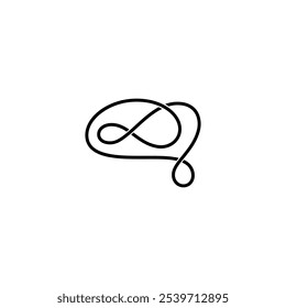 Infinity think, abstract brain logo with minimalist line art design style