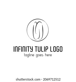Unendliches Tulpendesign-Logo. Tulip Blumen Design. Die Markenidentität ästhetischer Kunstlinien. Emblem Tulpe Logo Design Vorlage. Konzept für das Branding von Schönheitspflegen