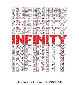 Infinito, diseño gráfico tipográfico, para impresiones de camisetas, ilustración vectorial