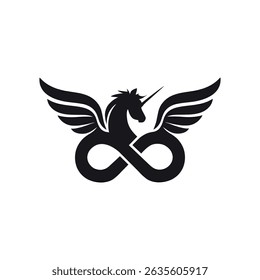 SÍMBOLO DE ICONO DE LOGOTIPO DE CABEZA DE UNICORNIO INFINITY