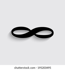 infinity vector icon with shadow on a grey background