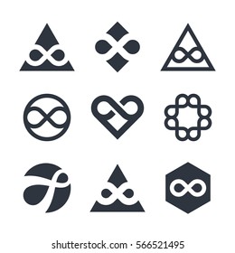 Infinity vector symbols and logo design elements