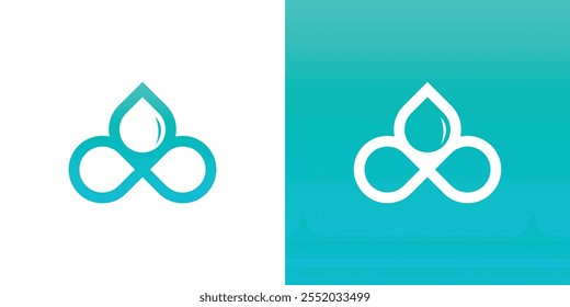 logotipo de combinação infinity e water drop, logotipo de arte de linha