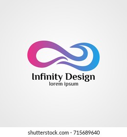 Infinity wave loop unlimited logo symbol design. Infinite water cloud data concept. Vector illustration 
