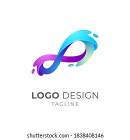 Infinity Wave Water Logo Concept With 3d Shape Gradient Blue Color