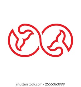 Infinity whale tail logo template icon design