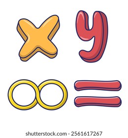 Infinity and XY Symbols Vector. Vector illustration of mathematical symbols: infinity, equal, and XY. Suitable for mathematical and scientific contexts.