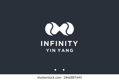 infinity with yin yang logo design vector silhouette illustration