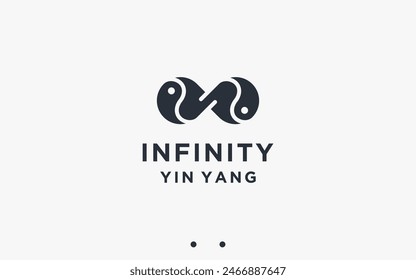 infinity with yin yang logo design vector silhouette illustration