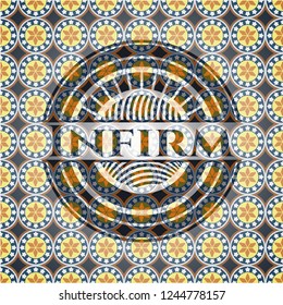 Infirm arabic emblem background. Arabesque decoration.