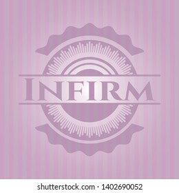Infirm realistic pink emblem. Vector Illustration. Detailed.