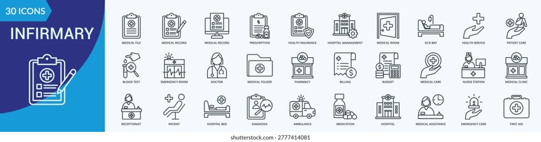 Infirmary Icon Pack Illustration Vector Outline Style
