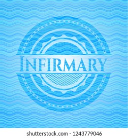 Infirmary sky blue water style badge.