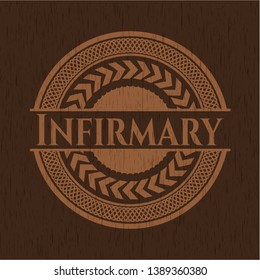 Infirmary vintage wooden emblem. Vector Illustration.
