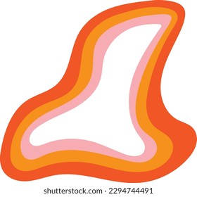 Inflame Orange Retro Wavy Psychedelic Element Illustration