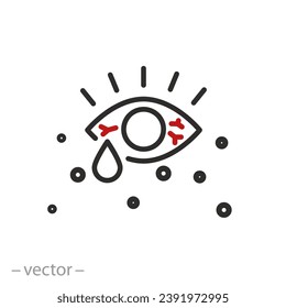 inflamed eyes from allergy icon, sore eye, thin line symbol on white background - editable stroke vector illustration