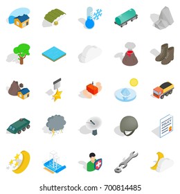 Inflammable icons set. Isometric set of 25 inflammable vector icons for web isolated on white background