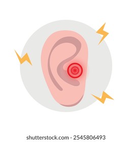 Inflammation in ear, earache disease. ear experiencing painful earache symptoms. Otorhinolaryngology problem