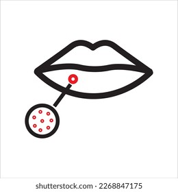 inflamación en el símbolo de la ilustración del vector del icono de labios