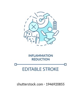 Inflammation reduction blue concept icon. Body health. Disease treatment. Intermittent fasting benefit idea thin line illustration. Vector isolated outline RGB color drawing. Editable stroke
