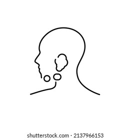 Inflamación del icono de la línea de color de los ganglios linfáticos submandibulares. Enfermedades humanas. Pictograma para página web, aplicación móvil, promoción.